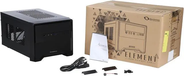 Alt view image 9 of 9 - RAIDMAX Element ITX-101BPS Black/Grey Steel / Plastic Mini-ITX Computer Case with 450W Power Supply