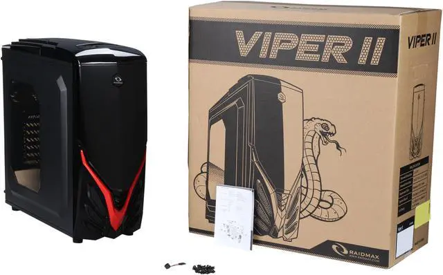 Alt view image 11 of 11 - RAIDMAX Viper II ATX-A07WBR Black / Red Steel / Plastic ATX Tower Computer Case