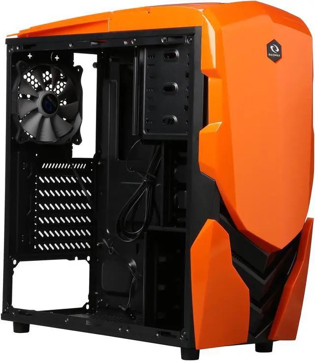 Alt view image 8 of 11 - RAIDMAX Ninja II ATX-A06WBO Black / Orange Steel / Plastic ATX Tower Computer Case