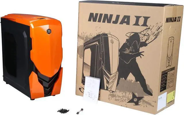 Alt view image 11 of 11 - RAIDMAX Ninja II ATX-A06WBO Black / Orange Steel / Plastic ATX Tower Computer Case