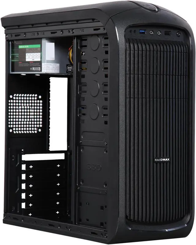 Alt view image 7 of 9 - RAIDMAX Strato ATX-109BP Black Steel / Plastic ATX Mid Tower Computer Case with Pre-installed 450W Power Supply