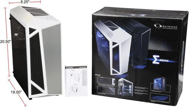 Alt view image 10 of 10 - RAIDMAX Sigma Sigma-TWS White Steel / Plastic / Tempered Glass ATX Tower Computer Case