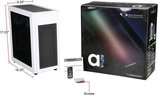 Alt view image 14 of 13 - RAIDMAX ALPHA-WLW White Steel / Plastic ATX Tower Computer Case