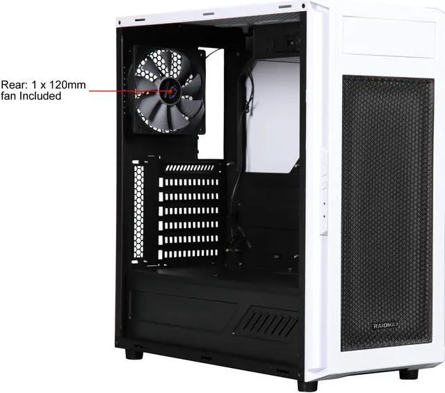 Alt view image 12 of 13 - RAIDMAX ALPHA-WLW White Steel / Plastic ATX Tower Computer Case