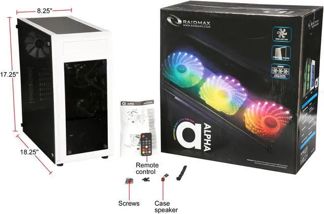 Alt view image 13 of 13 - RAIDMAX ALPHA Prime ALPHA-TTW White/Black Steel / Plastic ATX Mid Tower Computer Case