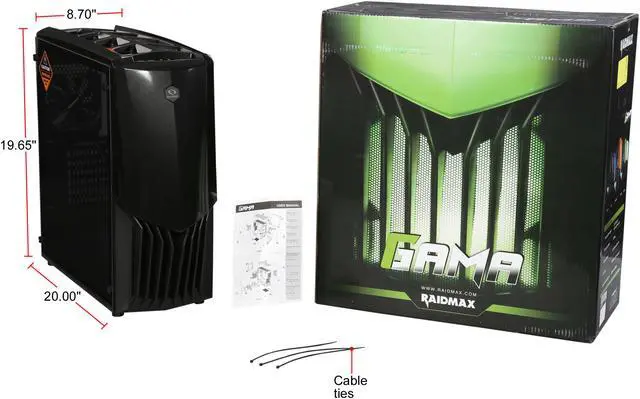 Alt view image 10 of 10 - RAIDMAX Gama A18-TB Black Steel / Plastic / Tempered Glass ATX Mid Tower Computer Case