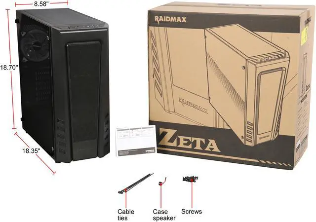 Alt view image 10 of 10 - RAIDMAX Zeta Series Zeta B04 Black Steel / Plastic / Tempered Glass ATX Mid Tower Computer Case