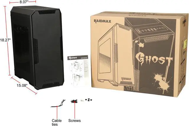 Alt view image 10 of 10 - RAIDMAX GHOST T11-WB Black Plastic / Steel / Acrylic ATX Mid Tower Computer Case