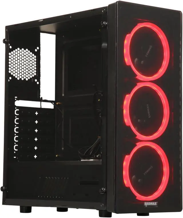 Alt view image 2 of 14 - RAIDMAX NEON RGB G21-RWB Black Plastic / Steel / Acrylic ATX Mid Tower Computer Case