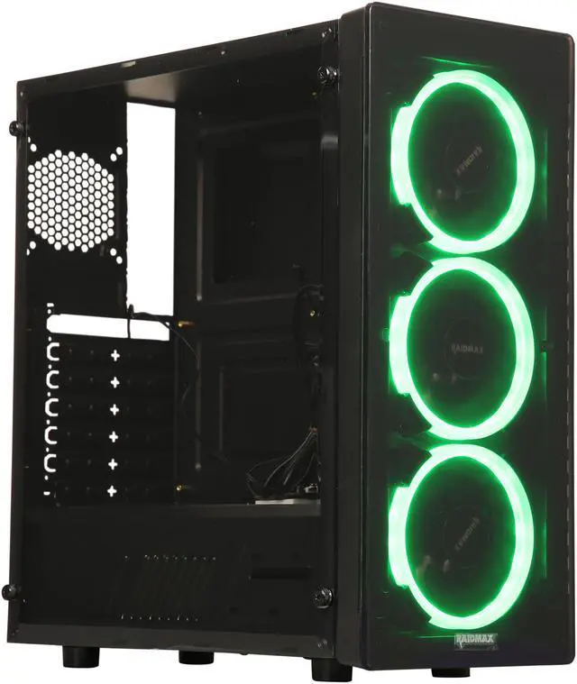 Alt view image 3 of 14 - RAIDMAX NEON RGB G21-RWB Black Plastic / Steel / Acrylic ATX Mid Tower Computer Case