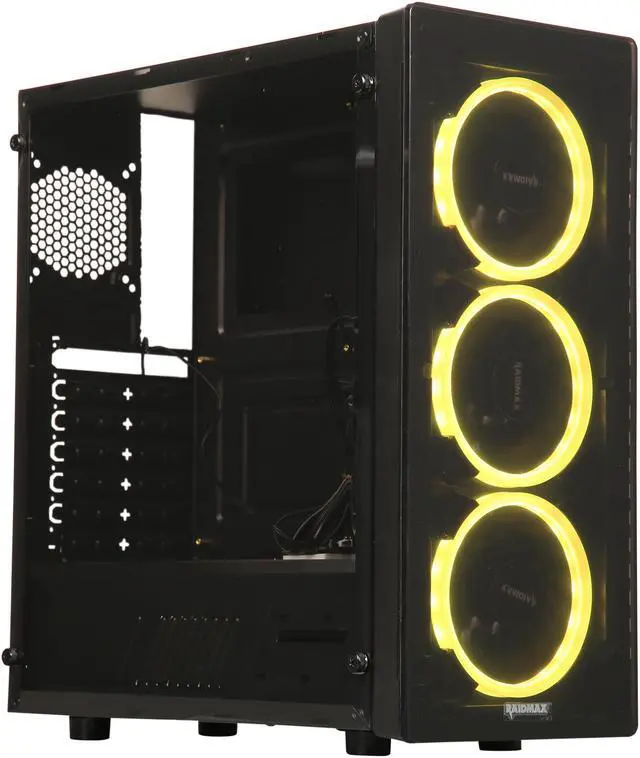 Alt view image 4 of 14 - RAIDMAX NEON RGB G21-RWB Black Plastic / Steel / Acrylic ATX Mid Tower Computer Case