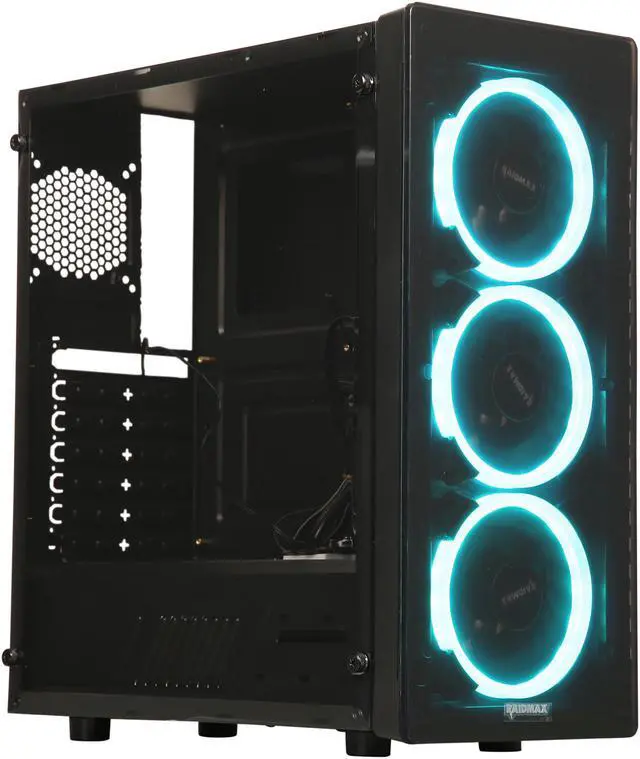 Alt view image 5 of 14 - RAIDMAX NEON RGB G21-RWB Black Plastic / Steel / Acrylic ATX Mid Tower Computer Case