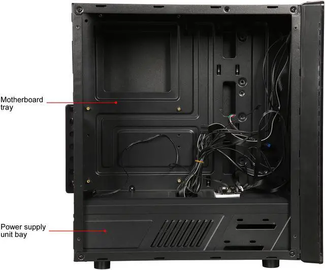 Alt view image 10 of 14 - RAIDMAX NEON RGB G21-RWB Black Plastic / Steel / Acrylic ATX Mid Tower Computer Case