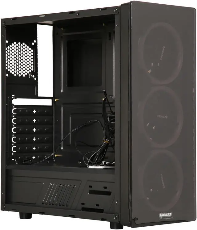 Alt view image 11 of 14 - RAIDMAX NEON RGB G21-RWB Black Plastic / Steel / Acrylic ATX Mid Tower Computer Case