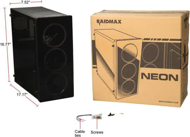 Alt view image 10 of 10 - RAIDMAX NEON LED G21-LWB Black Computer Case