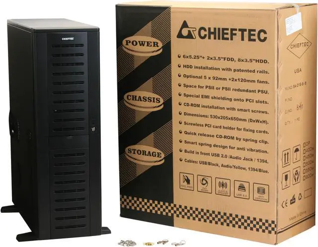 Alt view image 12 of 12 - CHIEFTEC BRAVO BA-01B-B-B Black Steel ATX Full Tower Computer Case