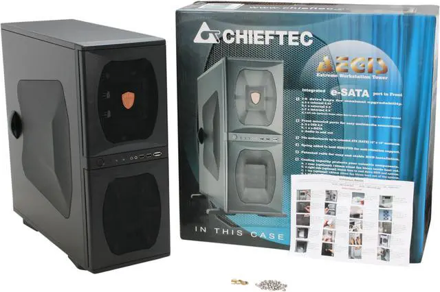 Alt view image 12 of 12 - CHIEFTEC AEGIS CX-05B-B-M-OP Black Steel ATX Mid Tower Computer Case