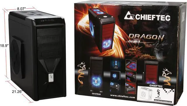 Alt view image 11 of 11 - CHIEFTEC Dragon CH07B-B-OP Black ATX Mid Tower Computer Case