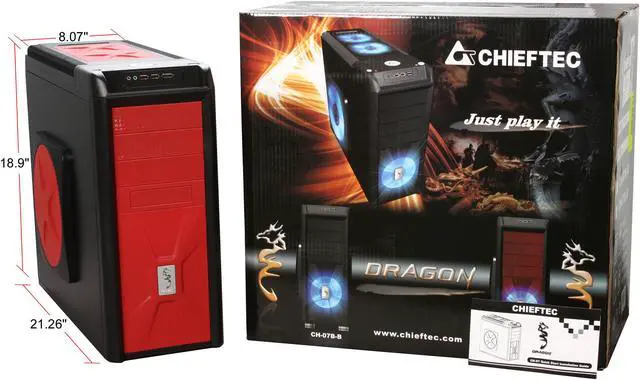Alt view image 11 of 11 - CHIEFTEC Dragon CH07B-R-OP Red ATX Mid Tower Computer Case
