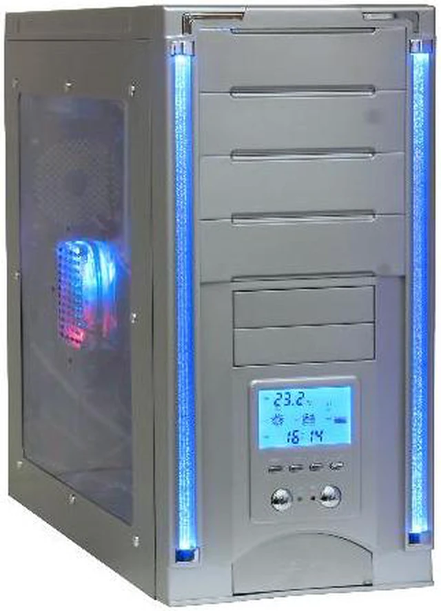 Main image of Broadway Com Corp 712-4HLW-SS Silver Steel ATX Mid Tower Computer Case 450W Power Supply
