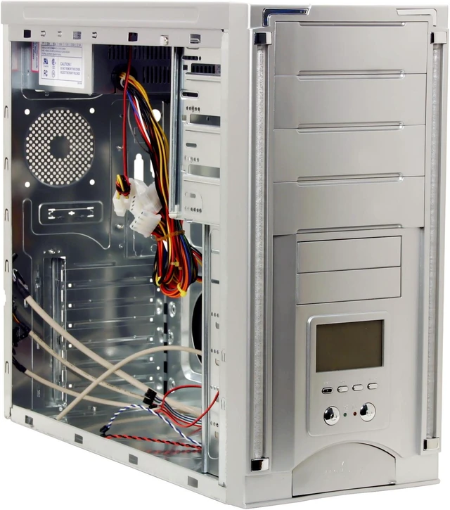 Alt view image 9 of 15 - Broadway Com Corp 712-4HLW-SS Silver Steel ATX Mid Tower Computer Case 450W Power Supply