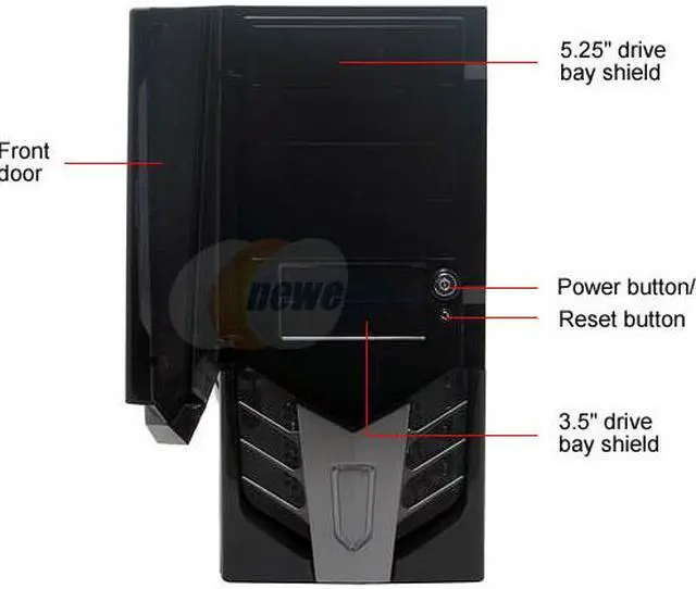 Alt view image 4 of 15 - Broadway Com Corp 9257-Black Black Steel ATX Mid Tower Computer Case 600W Power Supply