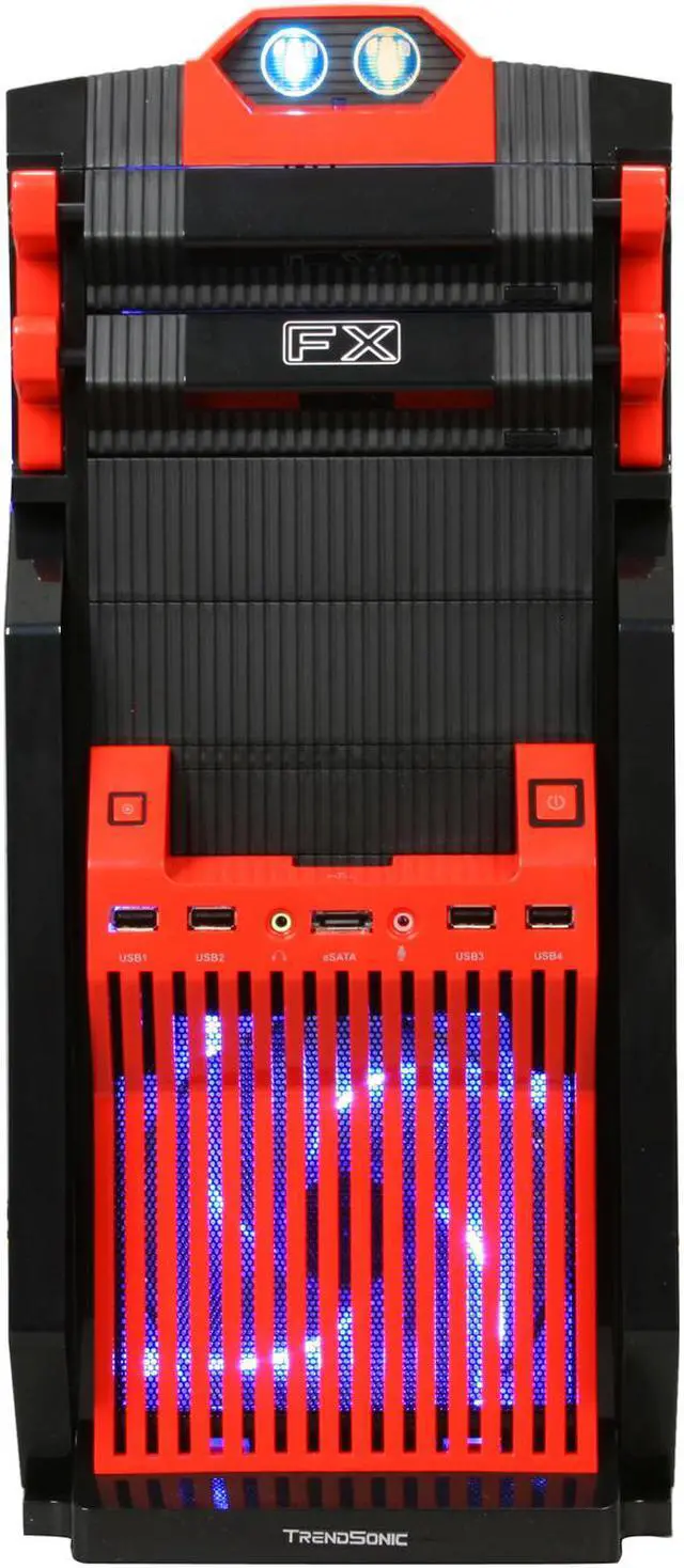 Alt view image 2 of 9 - Broadway Com Corp FX-Series FX-RED Black / Red SECC Steel Computer Case