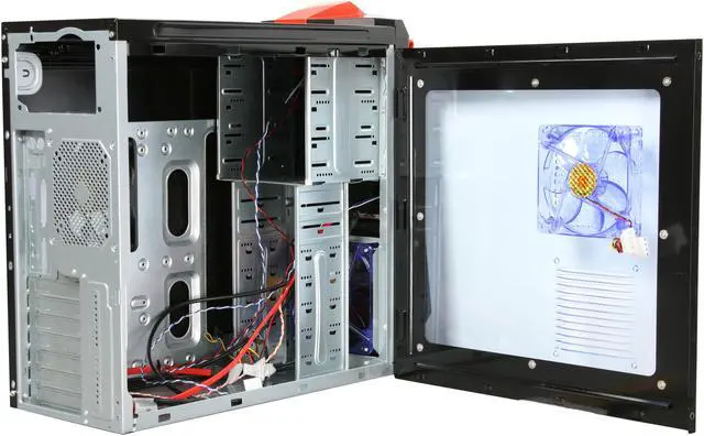 Alt view image 5 of 9 - Broadway Com Corp FX-Series FX-RED Black / Red SECC Steel Computer Case