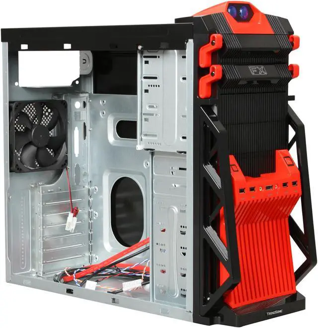 Alt view image 7 of 9 - Broadway Com Corp FX-Series FX-RED Black / Red SECC Steel Computer Case