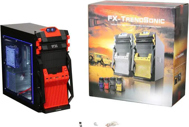 Alt view image 9 of 9 - Broadway Com Corp FX-Series FX-RED Black / Red SECC Steel Computer Case