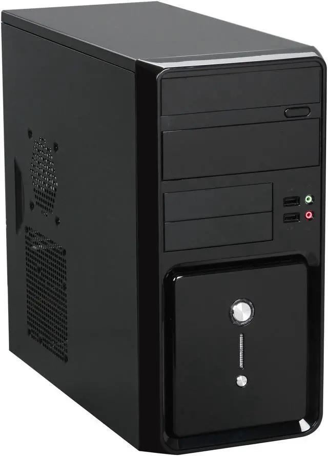 Main image of Broadway Com Corp 1244MA-BLACK Glossy black Steel ATX Mini Tower Computer Case 500W Power Supply