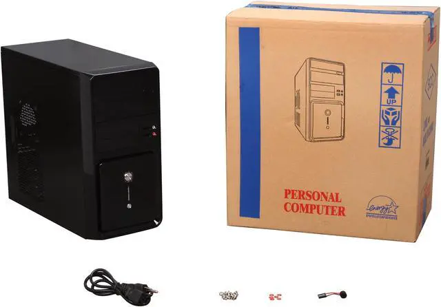 Alt view image 9 of 9 - Broadway Com Corp 1244MA-BLACK Glossy black Steel ATX Mini Tower Computer Case 500W Power Supply