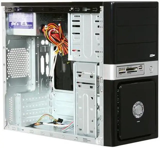 Alt view image 7 of 8 - Broadway Com Corp 943PK-CardRead Black Steel Micro ATX Mid Tower Computer Case 500W Power Supply