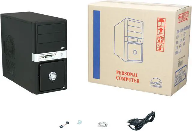 Alt view image 8 of 8 - Broadway Com Corp 943PK-CardRead Black Steel Micro ATX Mid Tower Computer Case 500W Power Supply