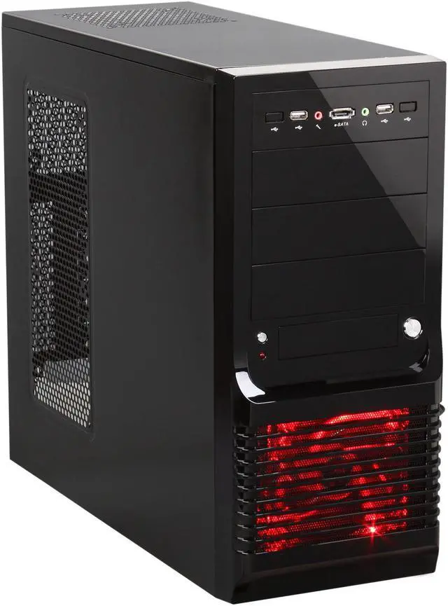 Main image of Broadway Com Corp A3728-Series A3728-Red Glossy Black SECC Steel / Plastic ATX Mid Tower Computer Case