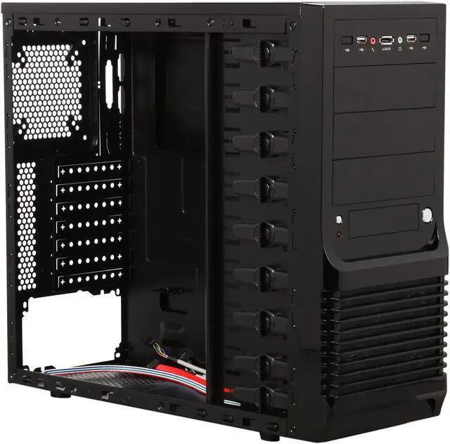 Alt view image 7 of 9 - Broadway Com Corp A3728-Series A3728-Red Glossy Black SECC Steel / Plastic ATX Mid Tower Computer Case