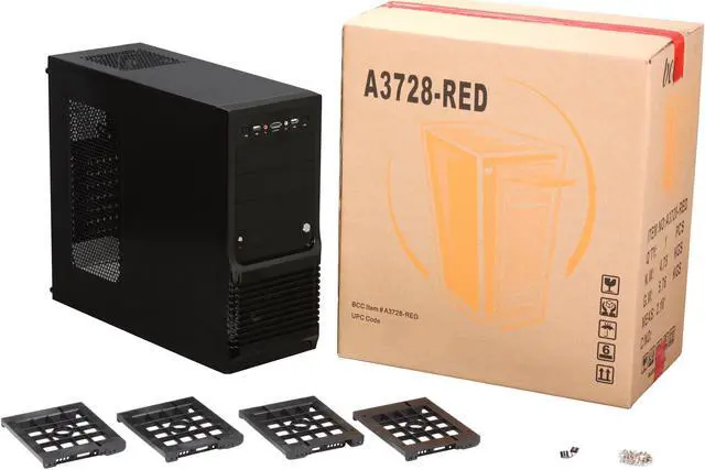 Alt view image 9 of 9 - Broadway Com Corp A3728-Series A3728-Red Glossy Black SECC Steel / Plastic ATX Mid Tower Computer Case
