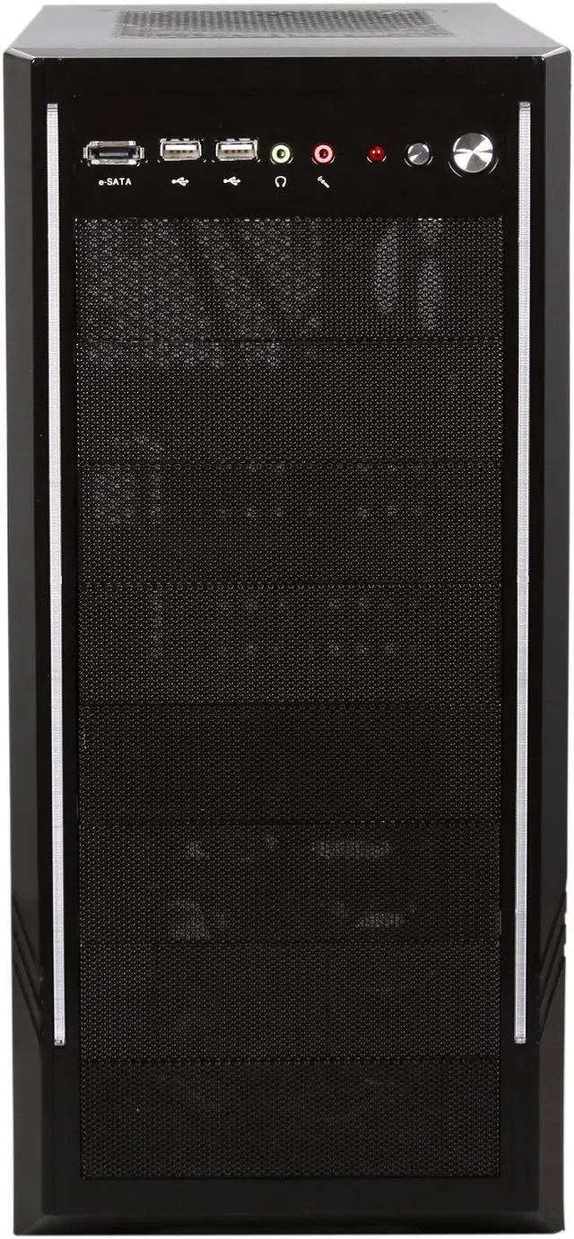 Alt view image 2 of 9 - Broadway Com Corp A5938-Series A5938-Blue Glossy Black SECC Steel / Plastic ATX Mid Tower Computer Case