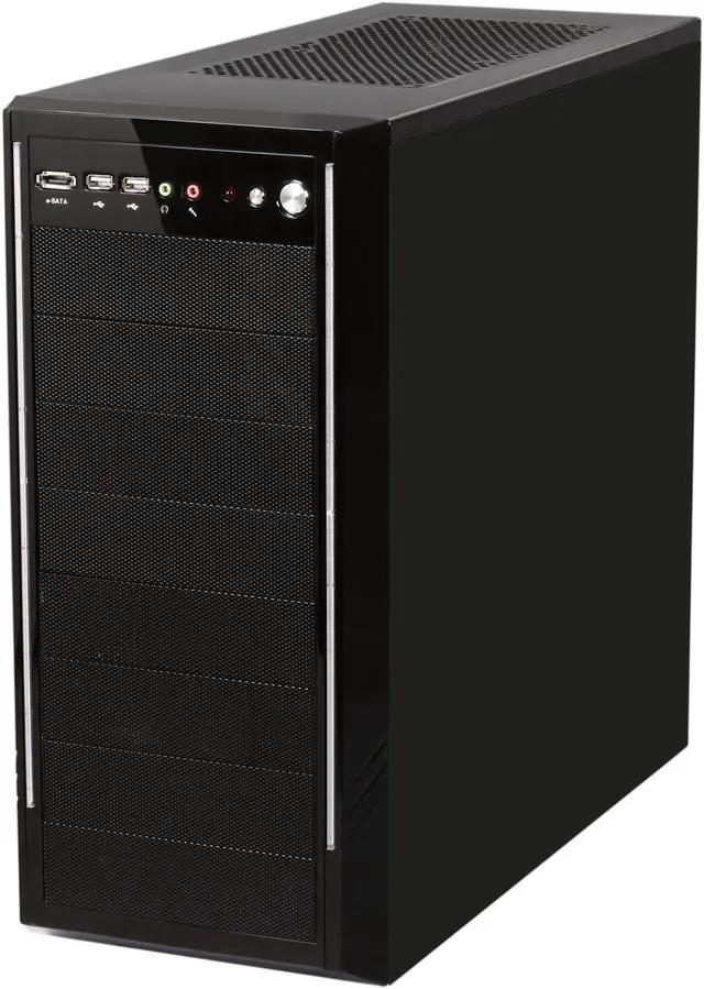 Alt view image 3 of 9 - Broadway Com Corp A5938-Series A5938-Blue Glossy Black SECC Steel / Plastic ATX Mid Tower Computer Case