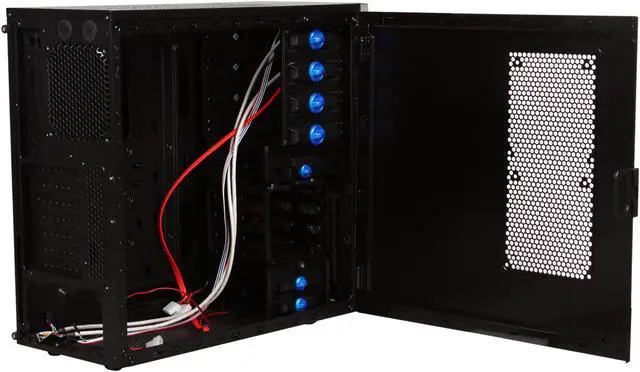 Alt view image 5 of 9 - Broadway Com Corp A5938-Series A5938-Blue Glossy Black SECC Steel / Plastic ATX Mid Tower Computer Case
