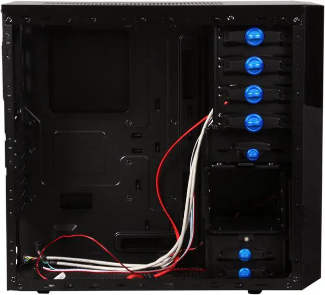 Alt view image 6 of 9 - Broadway Com Corp A5938-Series A5938-Blue Glossy Black SECC Steel / Plastic ATX Mid Tower Computer Case