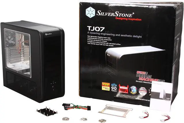 Alt view image 10 of 10 - SilverStone Temjin Series TJ07-BW Black Aluminum ATX Full Tower Computer Case