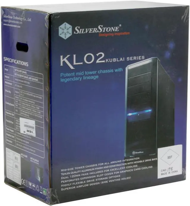 Alt view image 16 of 16 - SilverStone Kublai Series KL02-B Black Aluminum front panel, SECC body ATX Mid Tower Computer Case