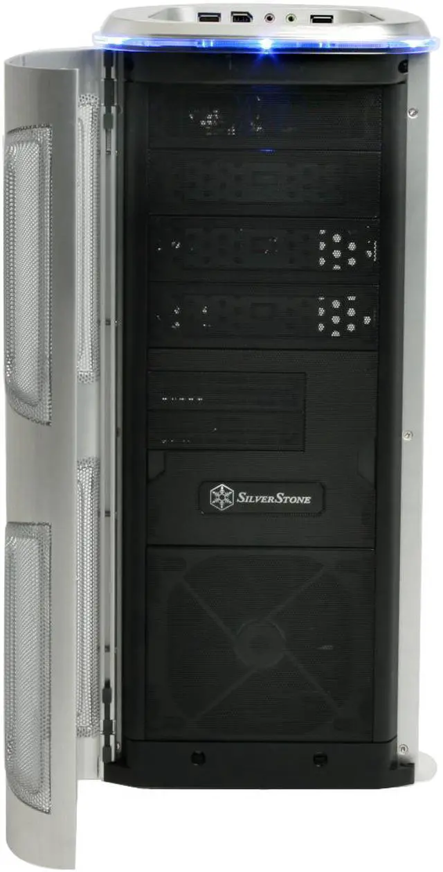 Alt view image 16 of 17 - SilverStone KUBLAI Series KL03S Silver 2.5mm aluminum front door, 0.8mm SECC body ATX Mid Tower Computer Case