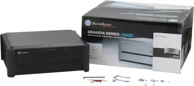 Alt view image 9 of 9 - SILVERSTONE Black Aluminum / Steel Grandia GD02B Micro ATX Media Center / HTPC Case