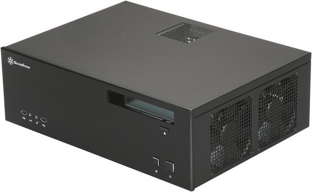 Main image of SILVERSTONE Black 8.0mm aluminum front panel, 0.8mm SECC body GRANDIA GD04B Micro ATX Media Center / HTPC Case