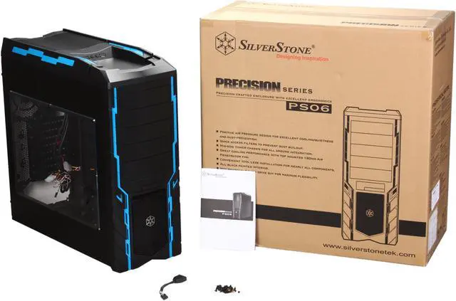 Alt view image 10 of 10 - SilverStone Precision Series PS06B-W Black Plastic & mesh front panel and 0.7mm steel body ATX Mid Tower Computer Case
