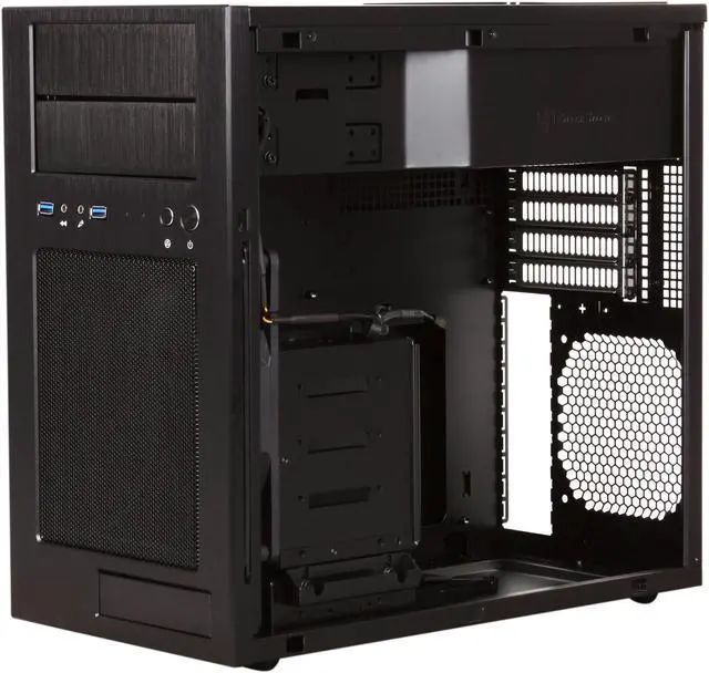 Alt view image 7 of 9 - SilverStone Temjin Series TJ08B-E Black Aluminum front panel, steel body Micro ATX Mini Tower Computer Case