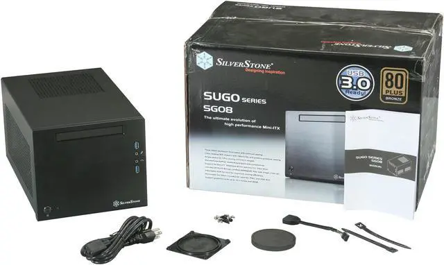 Alt view image 8 of 8 - SILVERSTONE Sugo Series SST-SG08B Black Aluminum Mini-ITX Desktop Computer Case 600W 80+ Bronze Certified / Single +12V rail Power Supply