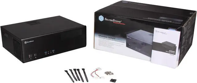 Alt view image 7 of 7 - SILVERSTONE Grandia Series GD05B-USB3.0 Aluminum / 0.8mm SECC  micro-ATX / Mini-DTX / Mini-ITX MB, 1x5.25", 2x3.5"+1x2.5"HDD or 1x3.5"+2x2.5"HDD, 3x120mm golf bladed fan, 11" expansion card capable HTPC Case with 2X USB3.0 ports (Black)